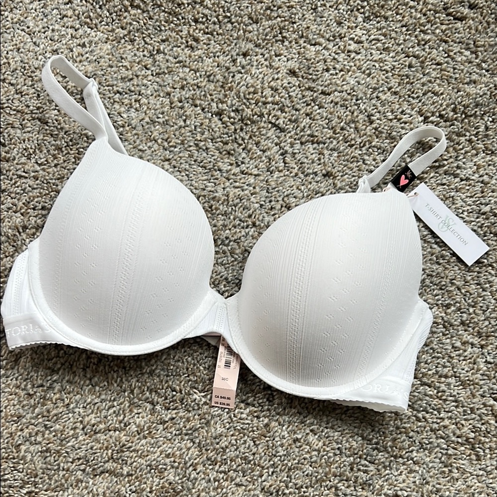 NWT! Victoria Secret White Push Up T-Shirt Bra - 36 C